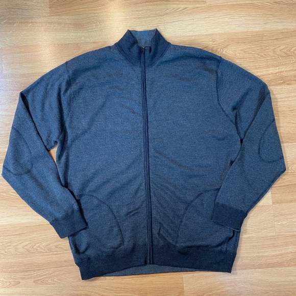 BUGATCHI Charcoal Gray 100% Merino Wool Full Zip Cardigan with Pockets Size XXL - Picture 6 of 13